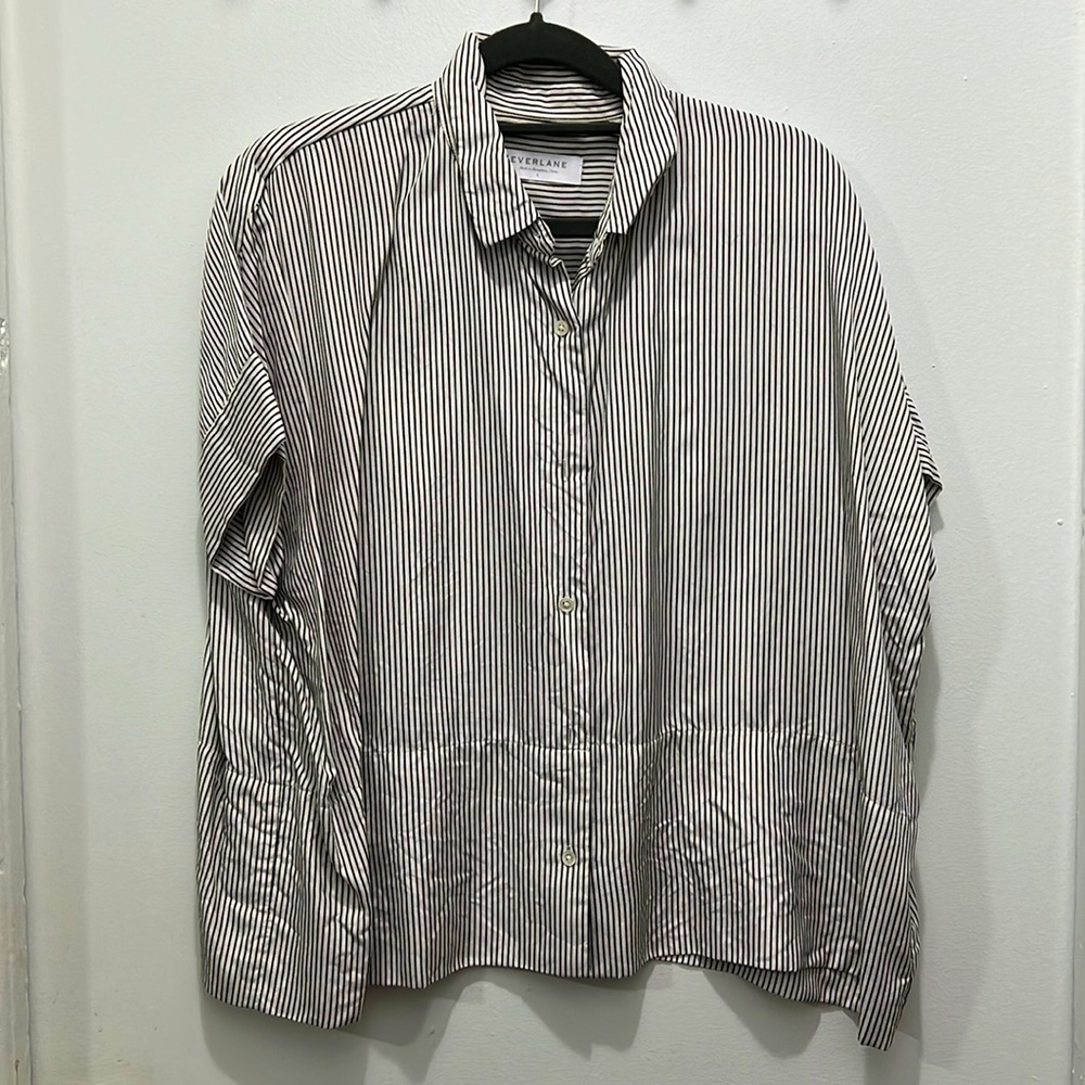 Everlane women's STRIPED square silk shirt sz 6